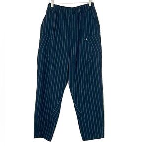 Urban Outfitters | Navy pinstriped loose fit cropped high rise pants siz…